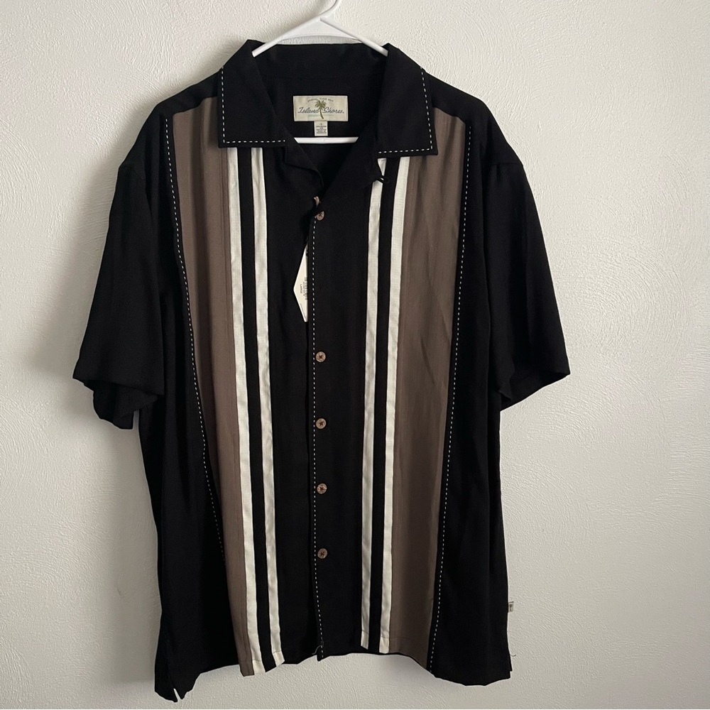 Island Shores men’s button short sleeve Charlie Sheen Bowling Shirt Large NWT